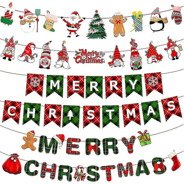 Glad Jul Flagg Girlang Banner Glad Jul Dekorationer Julpynt Tomten Julgran Glad Jul Alfabet För Inomhus