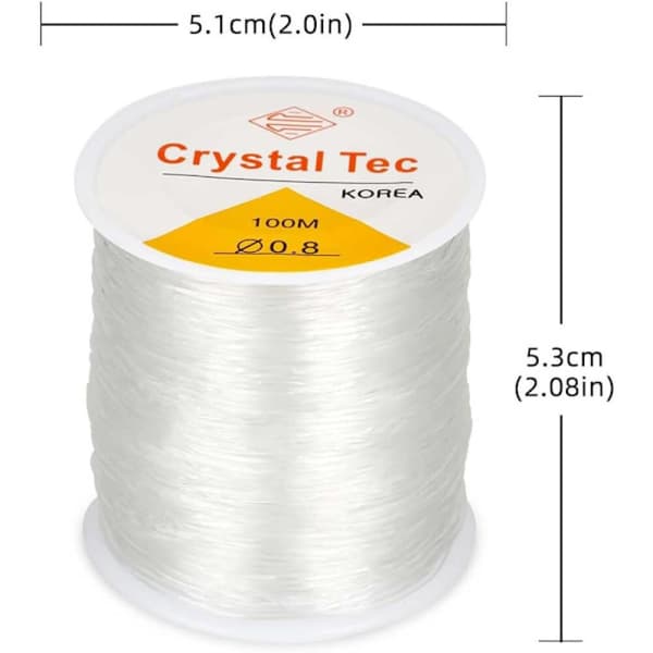 Crystal Thread Stretchy Thread - 100m Elastic Thread Beading Wire for Bracelets, Elastic Beading Thread, Easily Passes Through Bead Jewelry 0.8mm