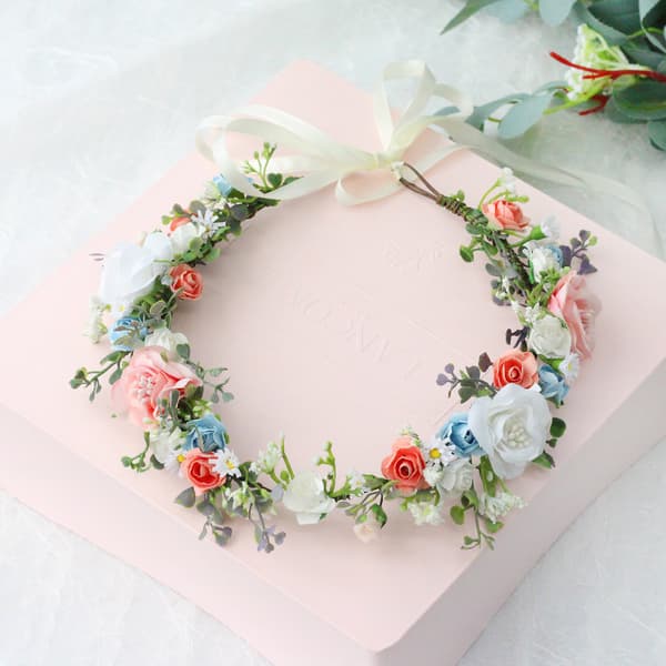 Hårbånd blomsterkrans sommereng roser 1 stk