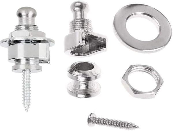 4 pcs Guitar Strap Locks, Electric Guitar Round Head Security Lock Strap, Guitar Accessories, Silver Silver 4 silver 4