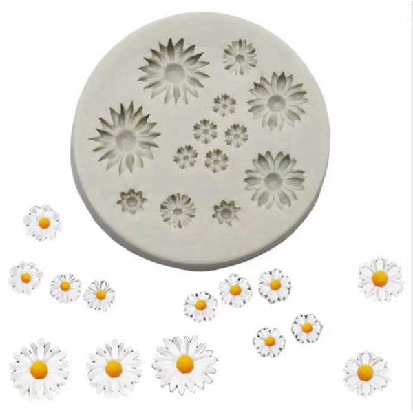 Sukkerchokolade Lille Frisk Daisy Solsikke Kage Silikon Gel Form Diy Materiale Aromaterapi Gips Gray