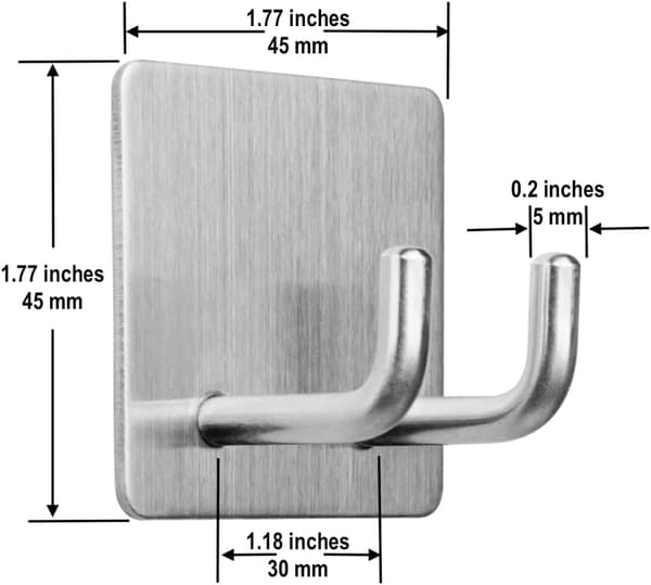 Self-adhesive wall hooks 4-pack silver towel hooks for bathroom shower keys hats strong adhesion waterproof mounting hooks
