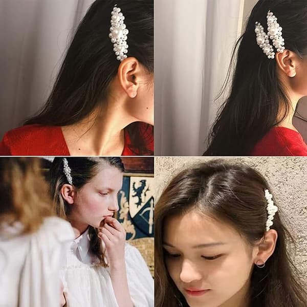 6 perlehårklemmer Elegant perlehår, glitrende perlehårbånd, perlehårklemmer, perlehårklemmer, pige- og damehårtilbehør