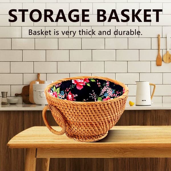 Round Rattan Woven Fruit Basket, Storage Baskets, Dried Fruit, Candy, Snacks, Dessert, Food Storage Container
