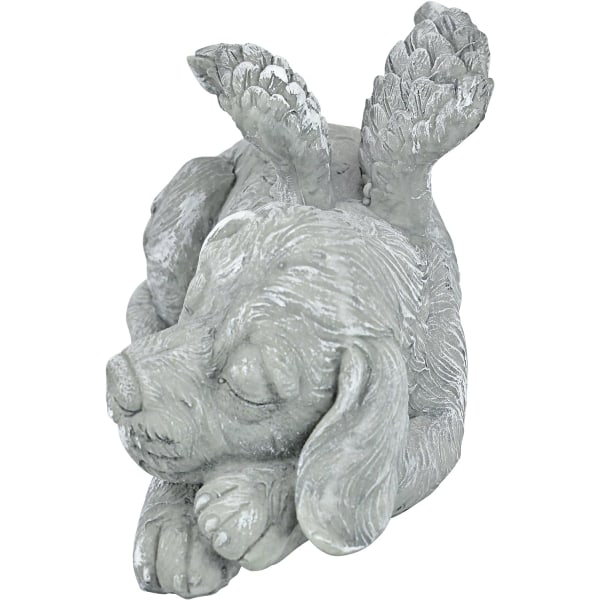 Design Toscano Pet Memorial Angel Dog Honorary Statue Tombstone, Polyresin, Antique Stone