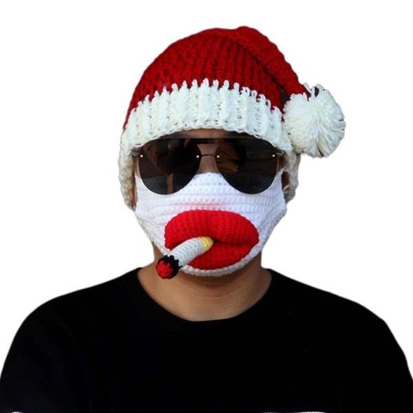 Hauska partanaamio koristeena joulupukin hattu unisex mukava punainen aikuisten lasten hattu valkoinen maski plus Aldult