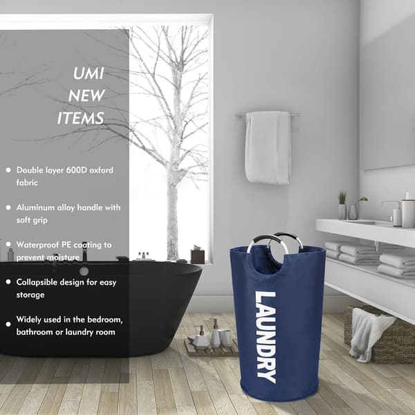 82L Laundry Baskets, Foldable Laundry Bag, Large Capacity Foldable Laundry Baskets - Dark Blue, L