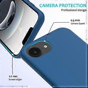 För iPhone 16e Skal Stöttåligt Flytande Silikon Mjukt Foder Baksida Telefonskal - Blå Blue