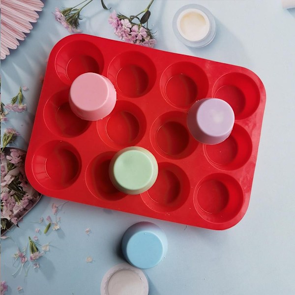 Silikon Muffinsform, Mini Muffinsform, Sæt af 2 med 12 Normale og 24 Mini Muffinsforme til Bagning af Æggebidder