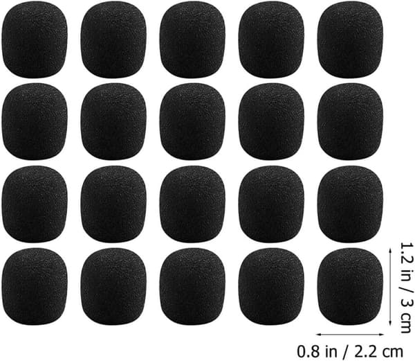 Mikrofonskum vindrutetrekk 50 stk Lapel Headset Erstatningskapsler