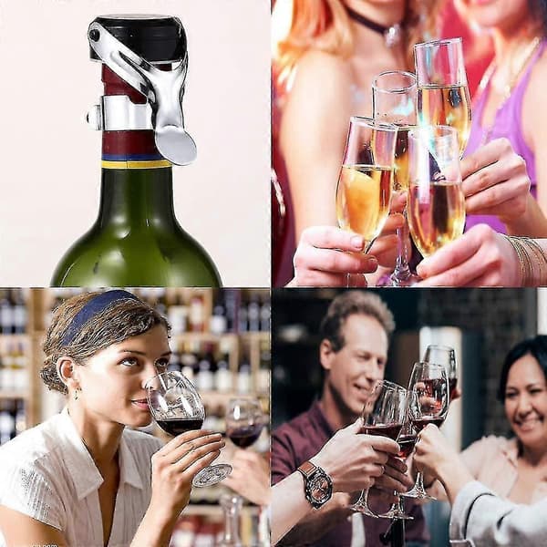 4 Champagnepropper, Champagnepropper i rustfrit stål, mousserende vinprop
