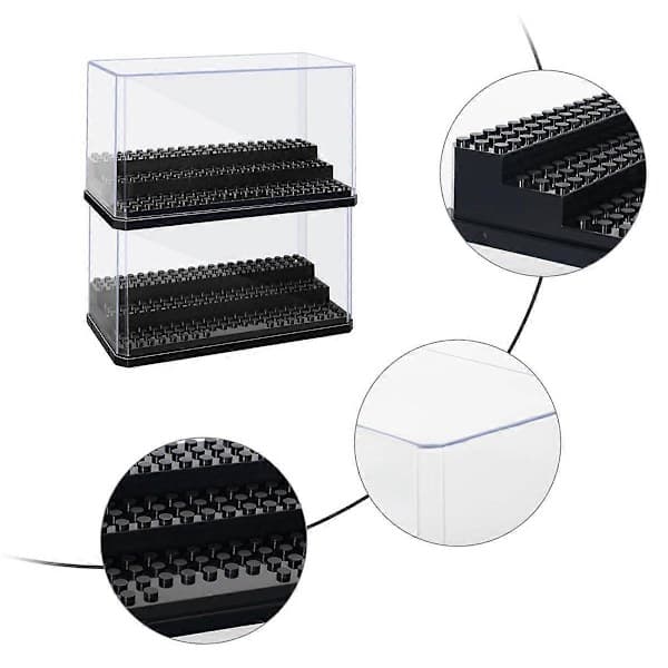 Mini Figure Display Box, Stackable Dustproof Building Block Display Box for Action Figures Toys As Shown
