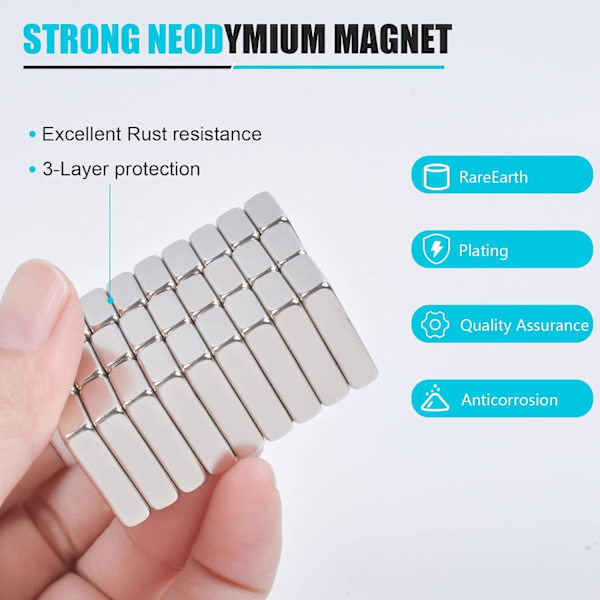 Sällsynta Jordmagneter, Små Rektangulära Industrimagneter för Hantverk, Kontor, Kök, Kylskåp och Verktygsförvaring 20x10x5mm, 18-pack