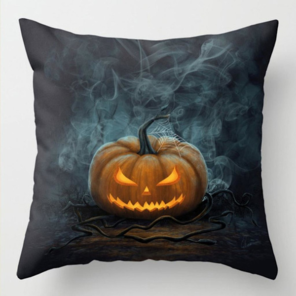 Halloween Pudebetræk 18x18 Tommer Tegneserie Græskar Bat Spøgelse Pudebetræk Pudebetræk Dekoration Festforsyninger Stil 1