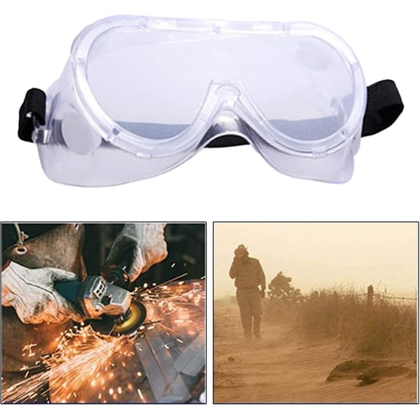 Gennemsigtige sikkerhedsbriller til brillebrugere Justerbart øjenbeskyttelsesbånd, perfekt til sygeplejersker, kemiske laboratorier, brillebrugere i industrien