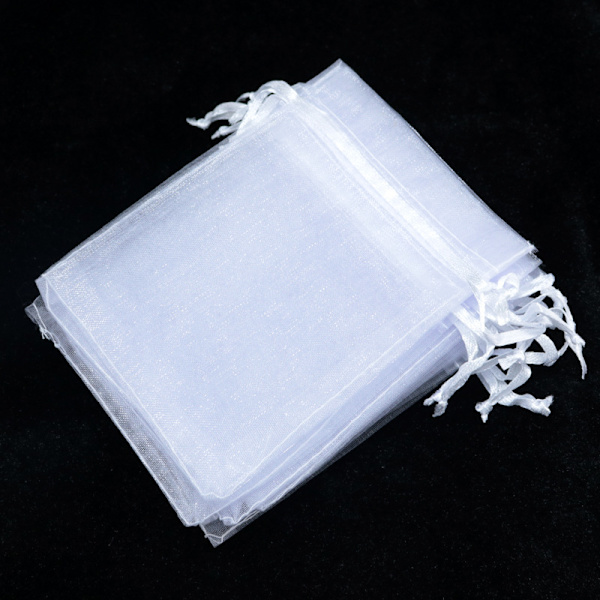 100 kpl 4x6 tuuman (10x15 cm) valkoisia läpinäkyviä pusseja hääsuosioille, naruilla, korkealaatuiset korupussit juhliin, festivaaleille, lahjoille, karkille