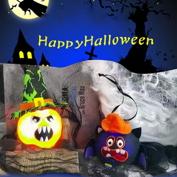 DPumpkin Flaggermus Witch Hat Hengedekorasjon Lys Opp Vegg Hjem Fest Innendørs UtendørsD