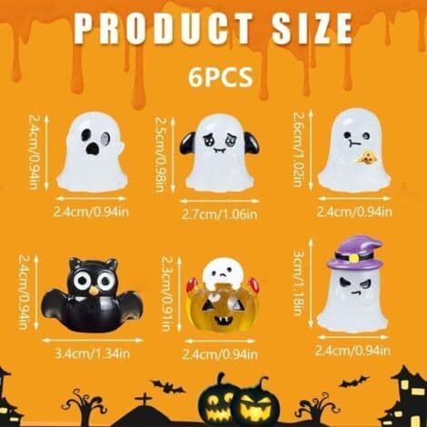 Halloween - Owl Ghost Night Light Set - Mini Decorative Landscape Elements - Car Centerpiece - Light Elements - 6