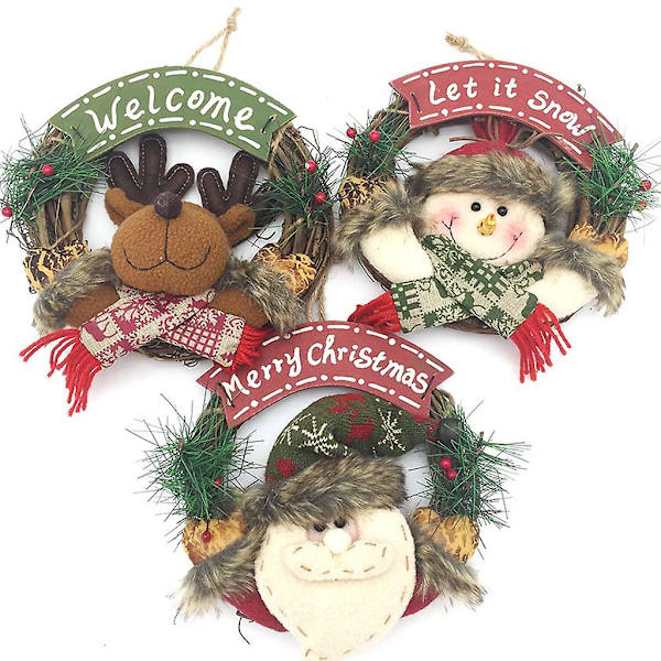 Julkrans Dörrvägg Ornament Dekoration Rattan med älg S