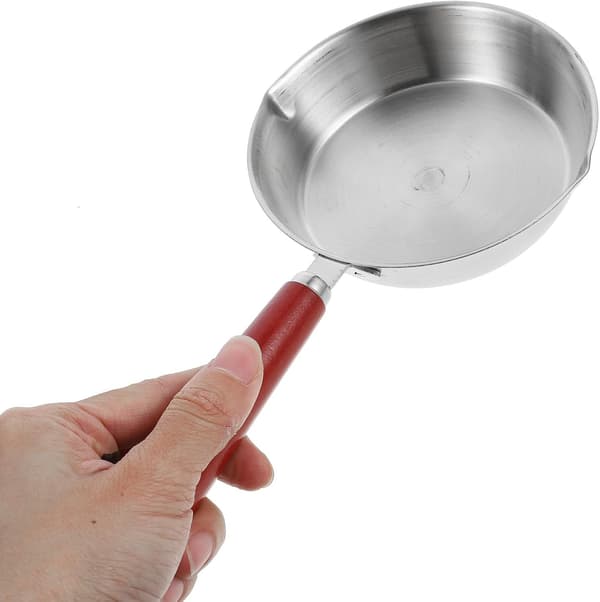 Mini stekepanne i rustfritt stål for omeletter, lett design, varmebestandig, sølv, multifunksjonell stekepanne