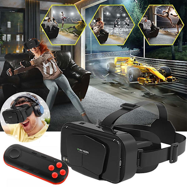 VR Virtual Reality Briller til 4,7-7 tommer Mobiltelefoner med Briller Velegnet til Film med Fjernbetjening