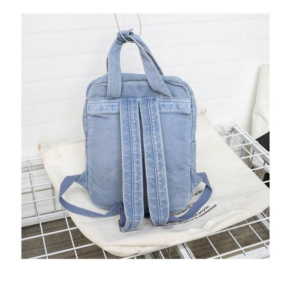 Denim Ryggsekk Casual Stil Lett Jeans Ryggsekker Klassisk Retro Reise Dagstursekk-Vintage Denim Laptop Ryggsekk Casual Canvas