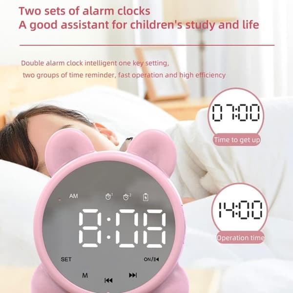 1 st rosa digital väckarklocka, barns smarta klocka med LED-display