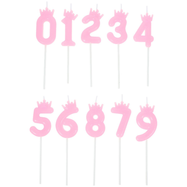 10 kpl 3D kruunu numero kynttilät syntymäpäivä numero vahakynttilä syntymäpäiväkoristeet Pinkki 13.5X3.5cm