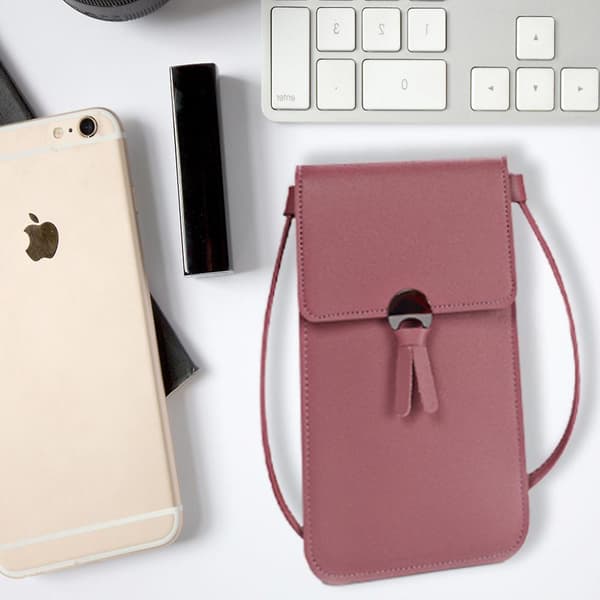 Touch-vänlig enkel axelväska för telefon, mörkrosa dark pink