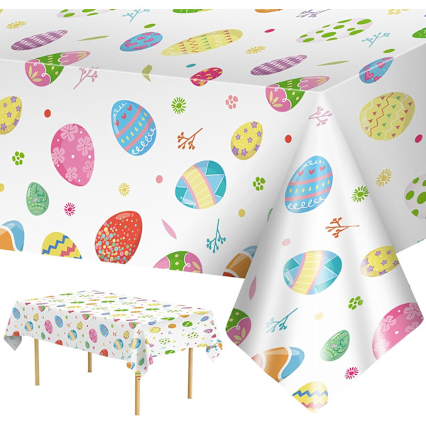 2-pack Easter Tablecloths - Colorful Easter Egg Tablecloths, 108 x 54 inches