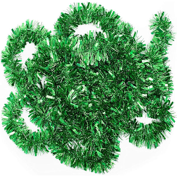 10 stycken vridna metallgirlander i grön glitter