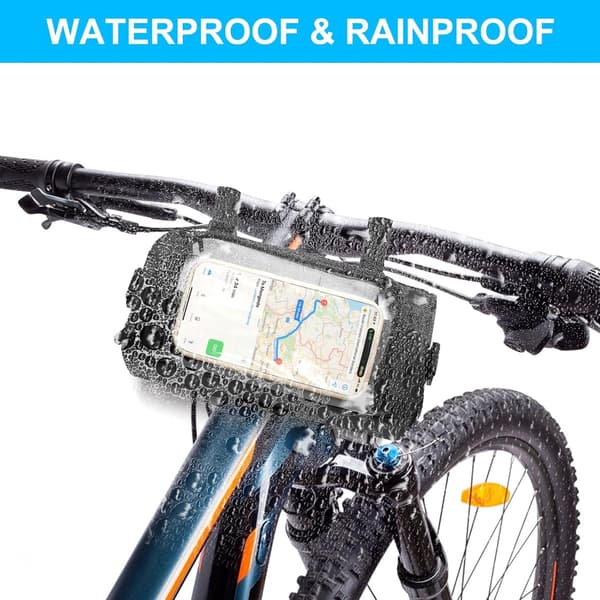 Waterproof Large Handlebar Bag with Touchscreen, 3L Rigid Storage for Electric Bike - Black