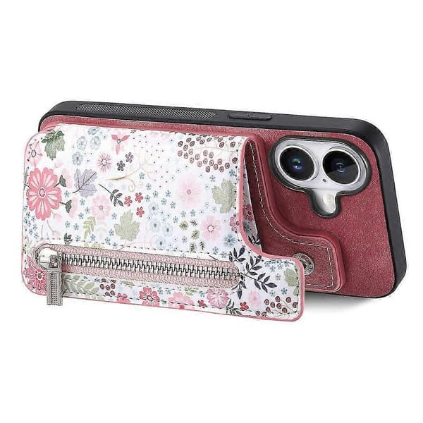 Case for iPhone 16 Plus Pattern Stand Wallet Leather+TPU Phone Cover RFID Blocking