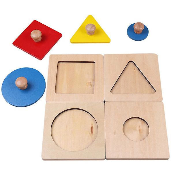 1 Set Geometrisk Form Pussel Leksak Trä Tidig Utbildning Leksaker Hjärn-utvecklad Leksak Färgrik 12x12cm