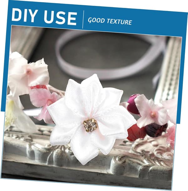 100 stk 3 cm hvite rhinestone blomster hårspenner DIY-tilbehør multifunksjonelle blomsterhårdekorasjoner