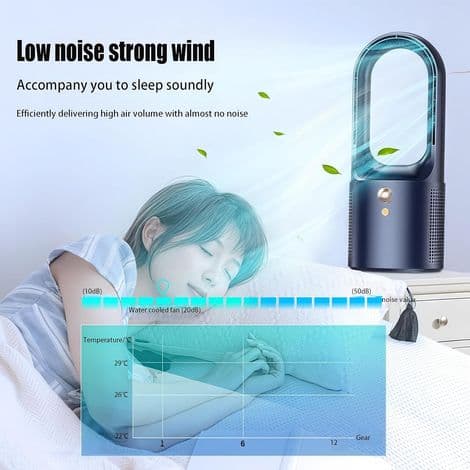 Portable Bladeless Desk Fan — 6 Adjustable Speeds, Quiet Operation, LED Display, White