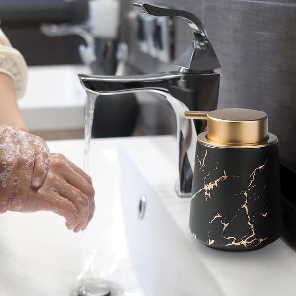 Keramisk Sæbedispenser Til Skum Og Lotion Med Let Trykpumpe Sort 12,5x8,5cm