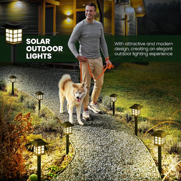 Solcellelamper utendørs, 12-pakning LED solcellelamper vanntette utendørs solcelleganglamper
