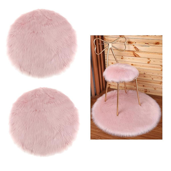 2 stycken konstpäls sittdyna  Konst fårskinn Matta Rosa 35cm