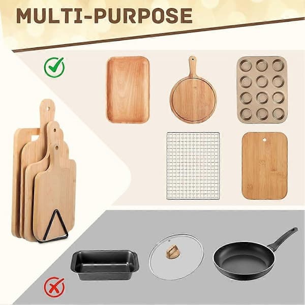 Triangular Metal Cutting Board Holder 4 Slot Organizer Space-Saving Cutting Board Storage Rack for Kitchen Countertop Storage
