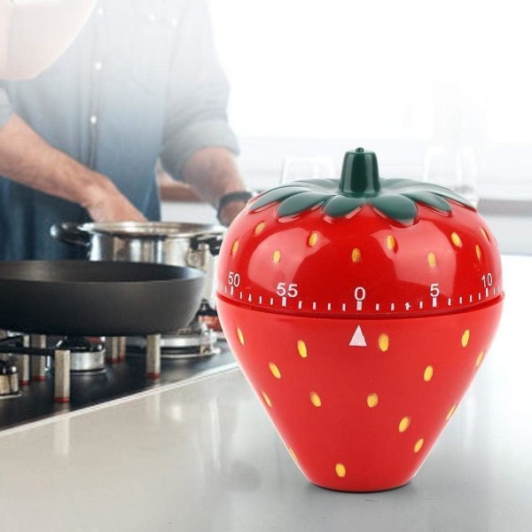 Jordbærformet 60-minutters kjøkkentimer mekanisk tidspåminnelse,