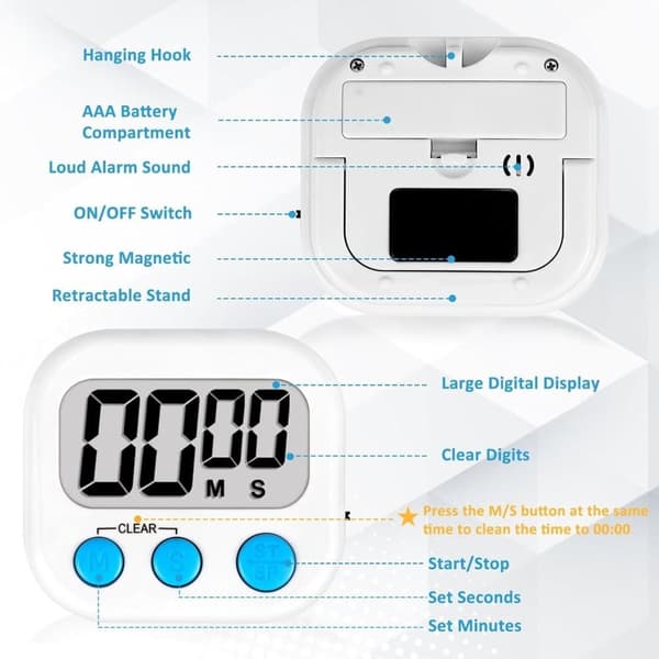 6-pack Digital Visual Timer - Kitchen Timer & Classroom Timer for Teachers and Kids, Back to School and Cooking
