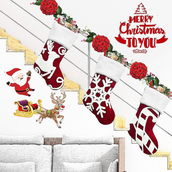3 stk Jule Strømper Store Jule Strømper 3D Polyester Sokker Gaveposer Med Reinsdyr Mønster
