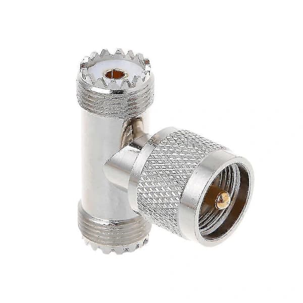 T-formet UHF Han Pl259 Til 2 UHF Hun So239 Triple RF-stik 3-vejs Koaksialadapter