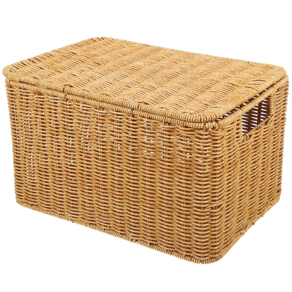 Kubiske Opbevaringskasser Med Låg Og Metalramme Vævet Opbevaringskurv Multifunktionel Diversekurv 32X23X20CM 32X23X20CM