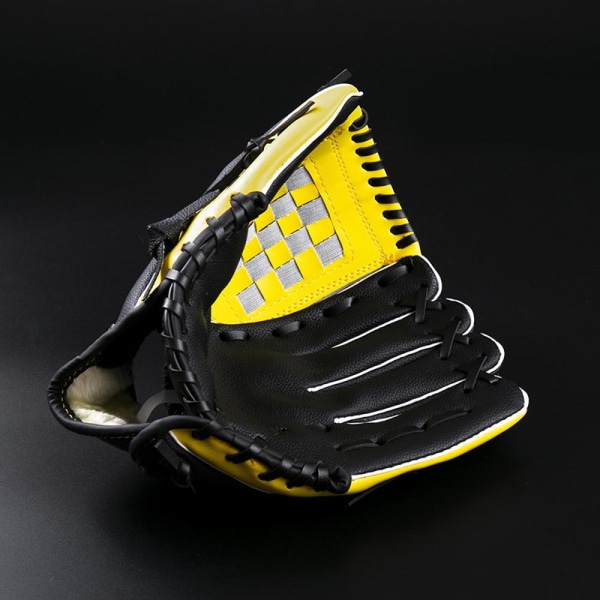 gul svart Baseball Catcher-handskar Baseball-vantar och boll Vänsterhands PU-läder 11,5'' Catching-handskar Sportvaddhandskar för träning