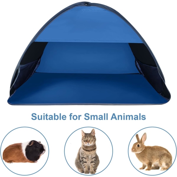 Pop-up Beach Shelter - Bærbart anti-UV strandtelt, vindtett, pikniktelt for små hunder, katter og andre små kjæledyr, blå