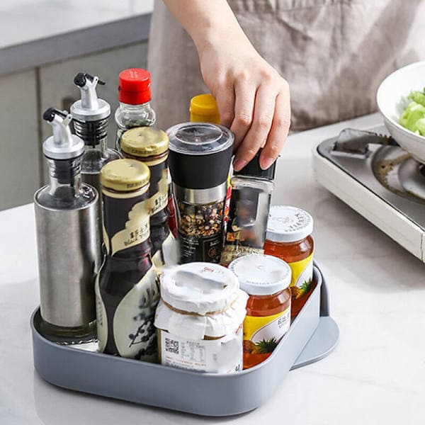 Multifunctional Rotating Kitchen Spice Storage Refrigerator Cosmetic Storage Rack (Yellow)