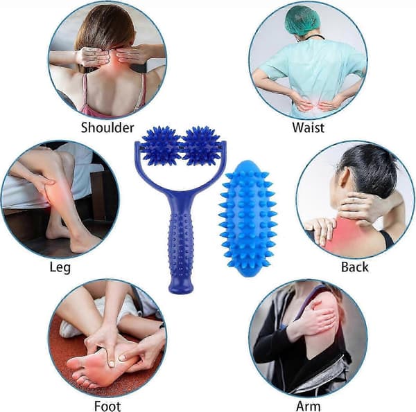 Massage Roller, Massage Roller with Knobs, Massage Roller with 3 Massage Balls, Massage Roller, Massage Balls, Self-Massage Roller for Thighs -GSL