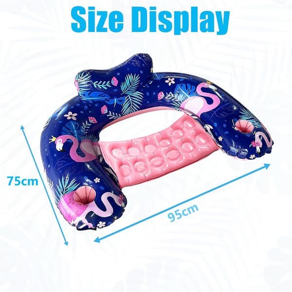 Inflatable Pool Chair for Adults with Cup Holder Backrest Pool Lounge Beach Float Comfortable Pool Mattress for Summer - 2 Pcs